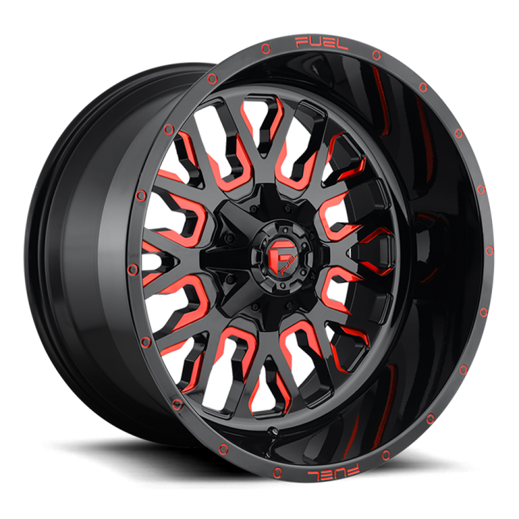Kola z lehké slitiny D612 Stroke Gloss Black/Red Tinted Clear Fuel